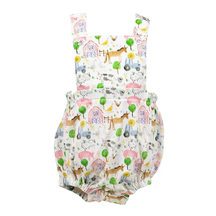 Farm Animal Print Soft Cotton Baby Sleeveless Romper