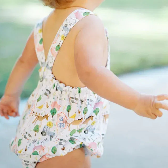 Farm Animal Print Soft Cotton Baby Sleeveless Romper