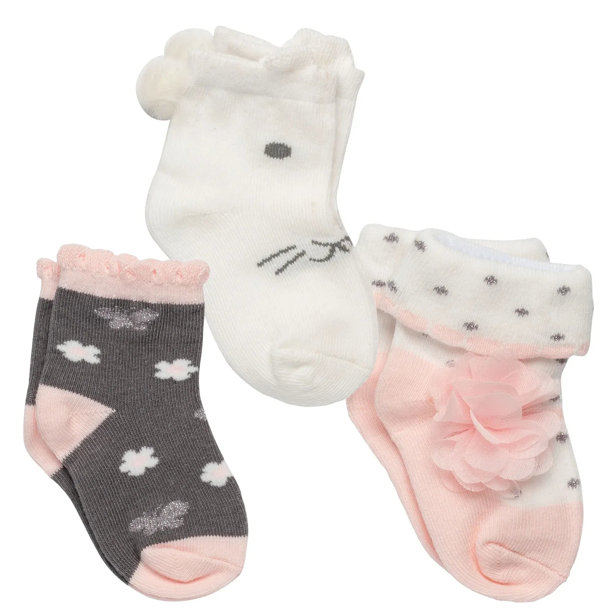 Little Bunny Floral Pure Cotton Mid Calf Sock Set
